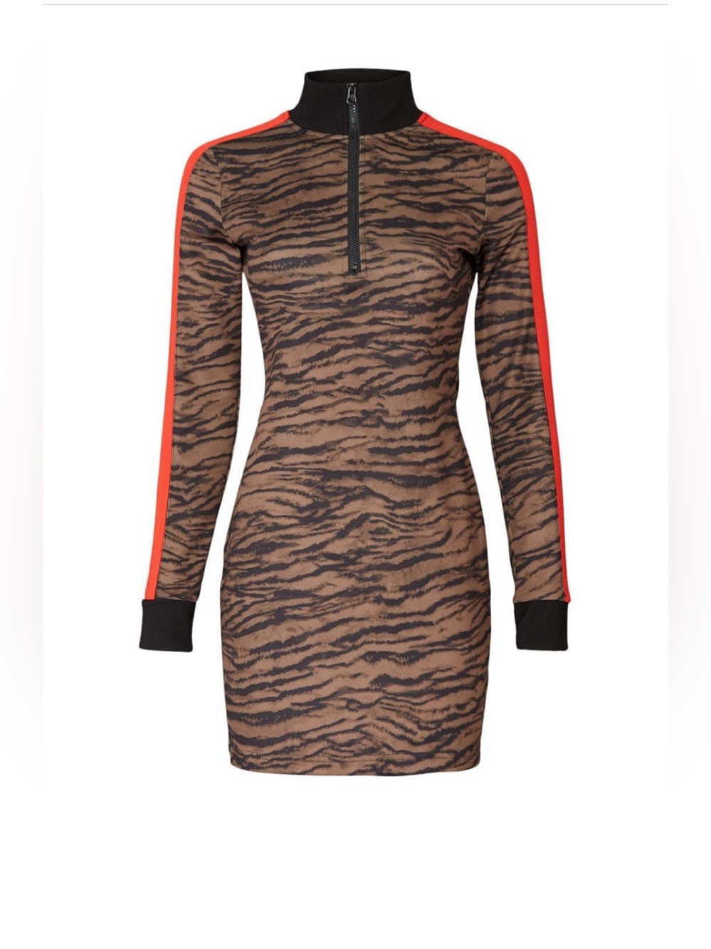 Pam & Gela~Brown Tiger Track Long Sleeve Dress~Size P (XS)~$265~